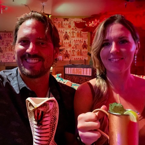 Byron Kay et al. sitting at a table in a restaurant