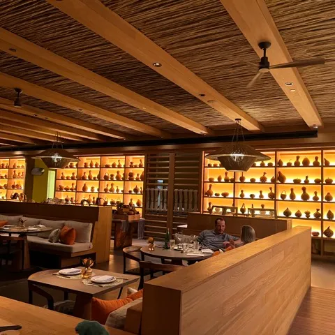 a long table in a library