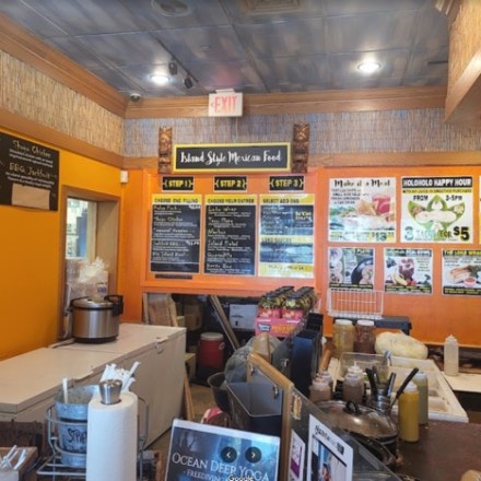 a room with many items on the counter