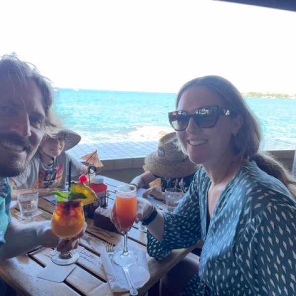 a man and a woman taking a selfie