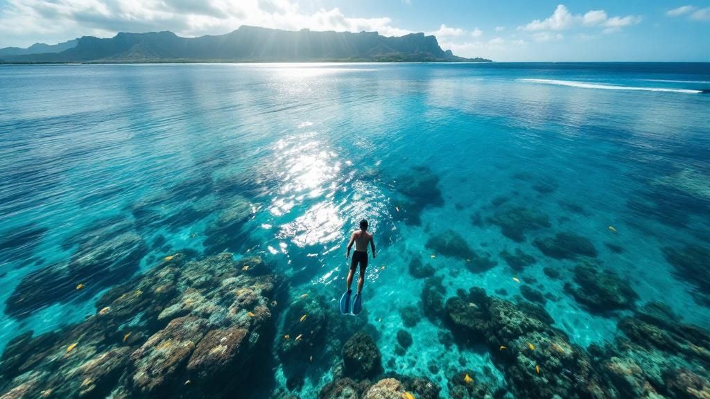 thumbnail_733434 a man swimming in a body of water