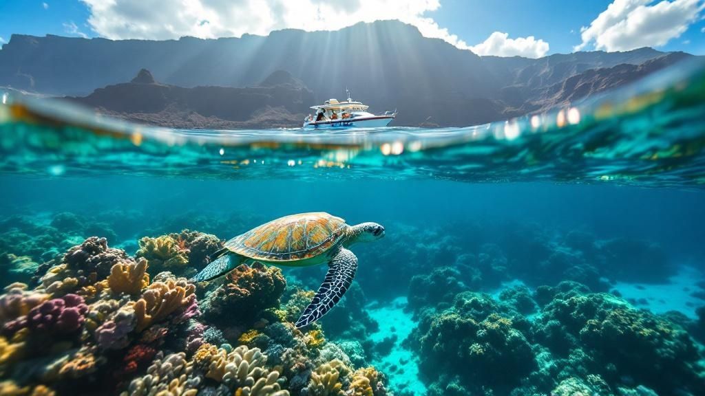 thumbnail_ba4ae4 underwater view of a body of water with a mountain in the background