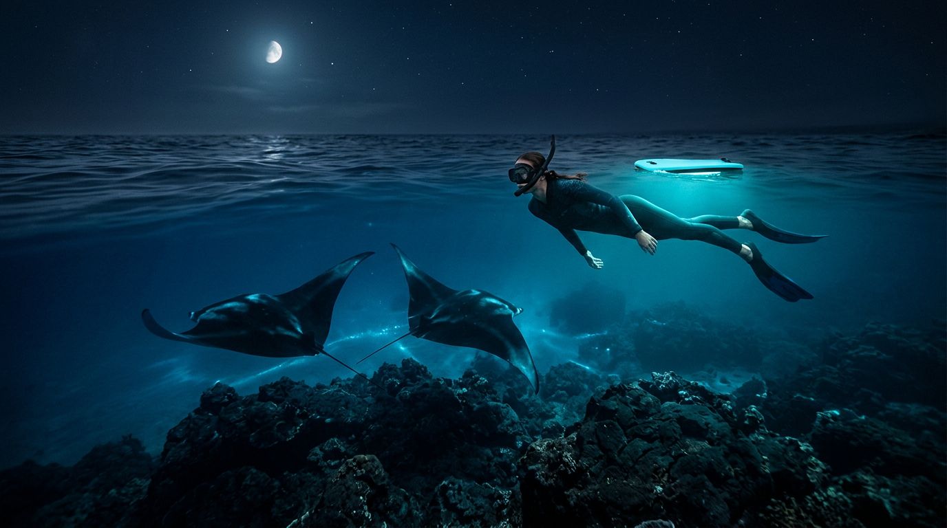 Best Body Position for Manta Ray Night Snorkeling