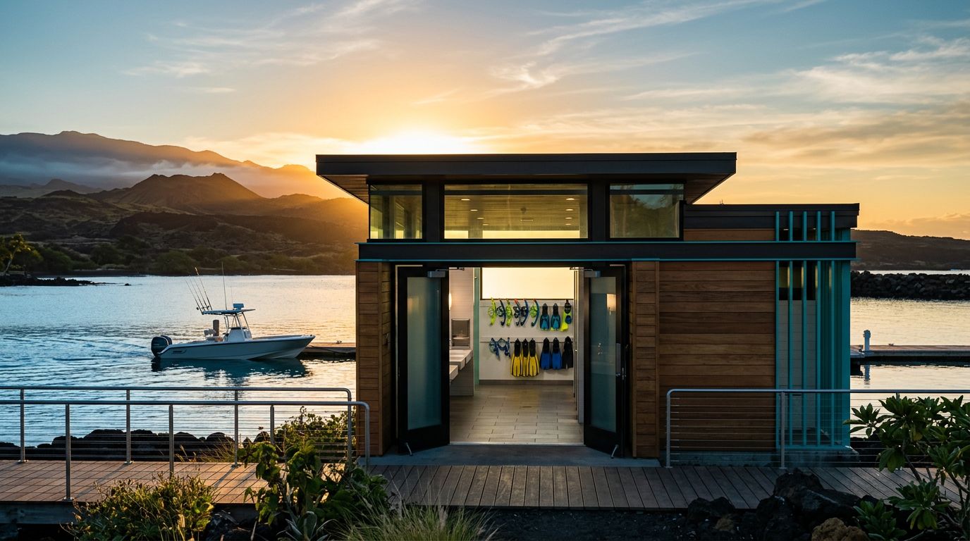 Honokohau Harbor Bathrooms for Captain Cook Snorkel Tour Guests