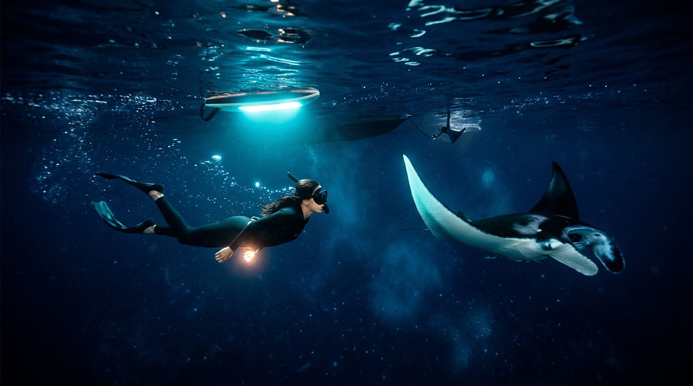 Kona Manta Ray Night Snorkel Swim Distance Explained