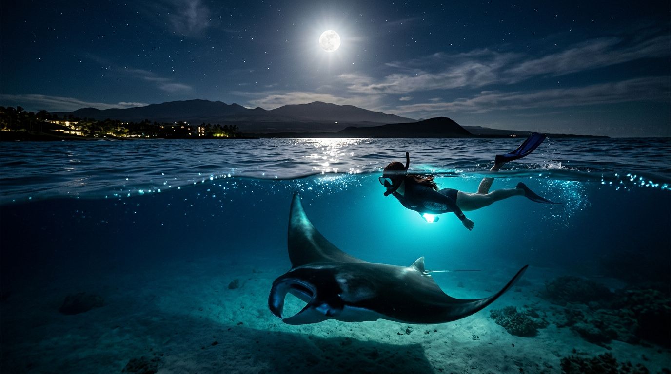 Manta Ray Night Snorkel From Waikoloa Village
