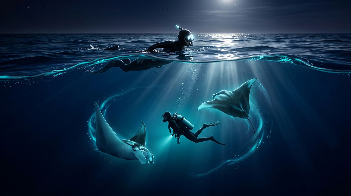 Manta Ray Snorkeling vs Swimming Underwater on the Big Island