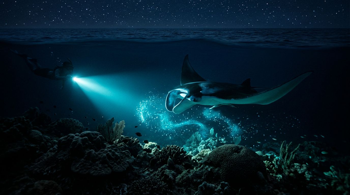 Why Lights Attract Manta Rays During Night Snorkeling