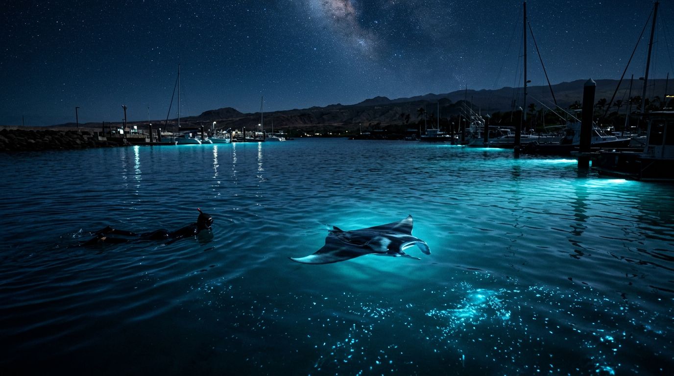 Garden Eel Cove Manta Night Snorkel from Honokohau Harbor