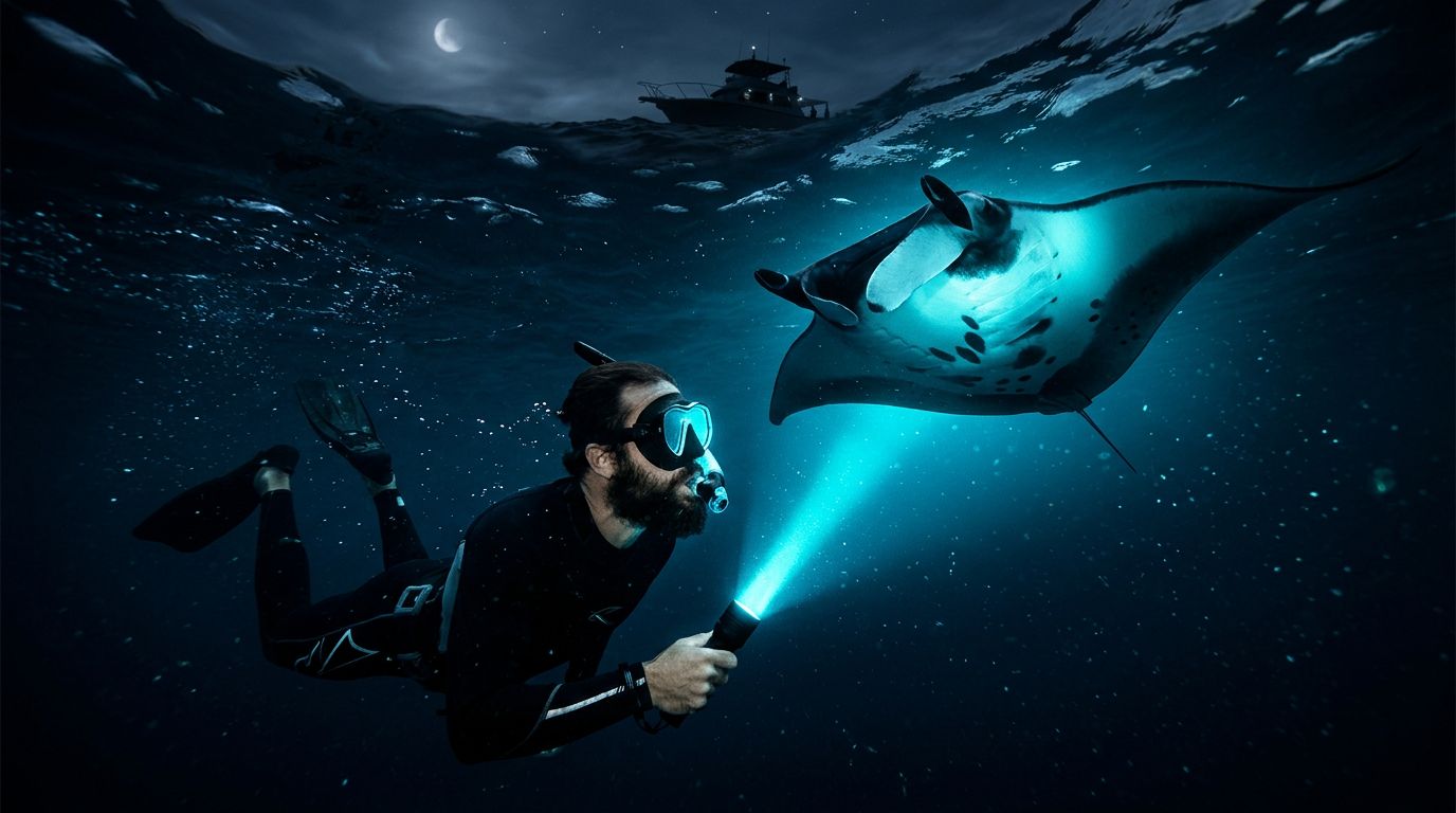 Snorkel With a Beard on a Kona Manta Ray Night Snorkel