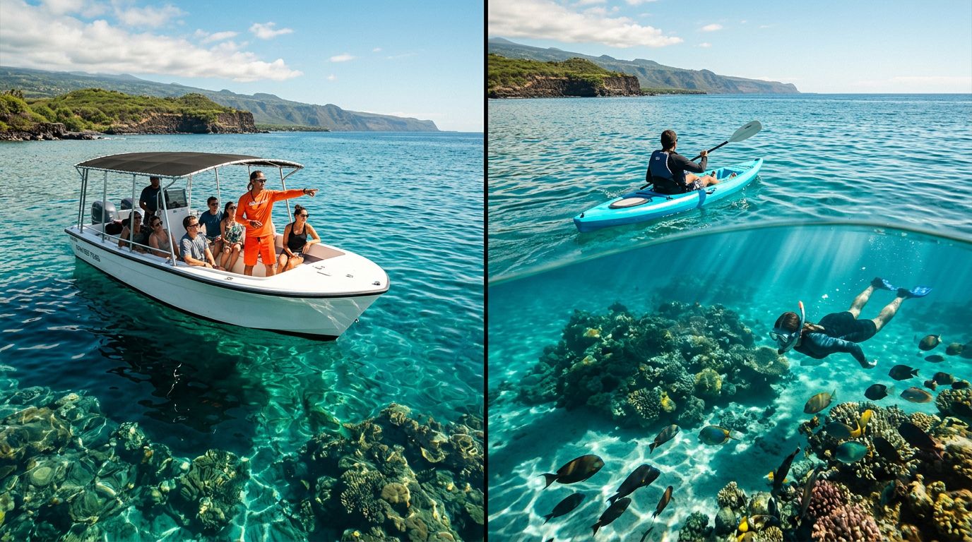 Boat Tour vs Kayak Snorkeling in Kona, Big Island