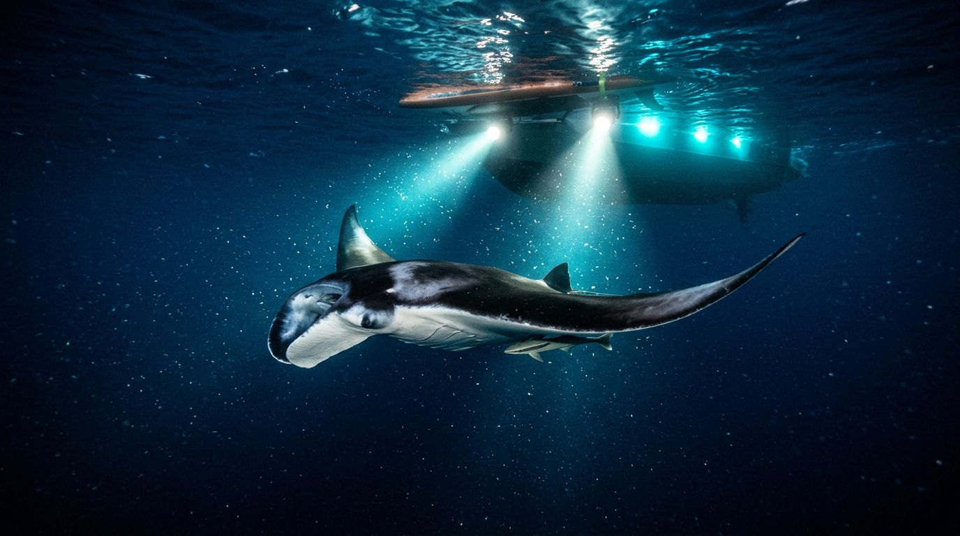 How Deep Is a Kona Manta Ray Night Snorkel?
