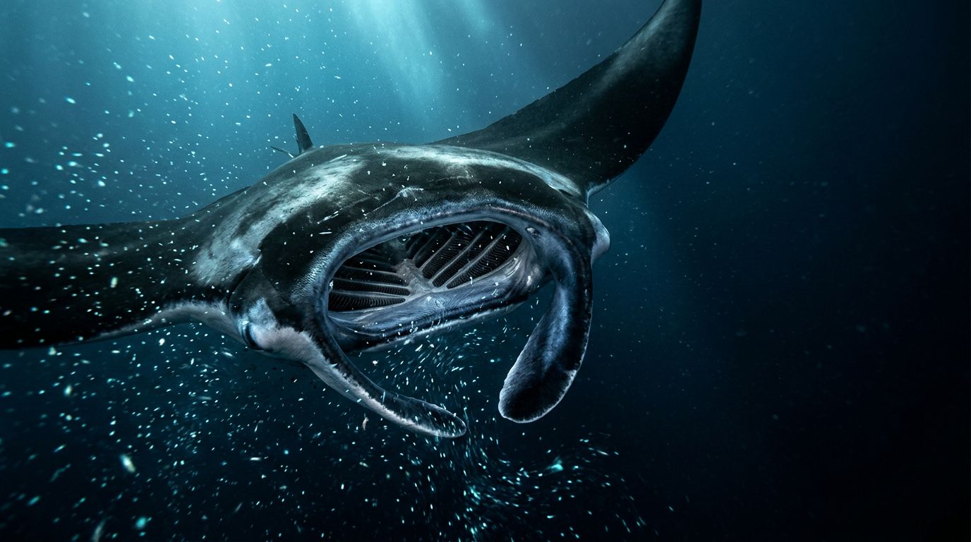 How Manta Rays Filter Plankton Underwater
