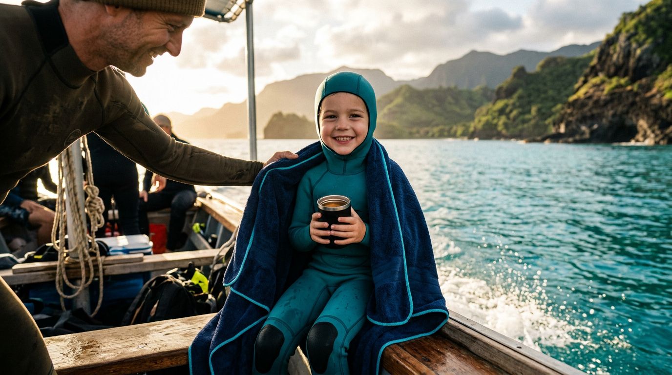 Keeping Kids Warm on a Captain Cook Snorkel Tour