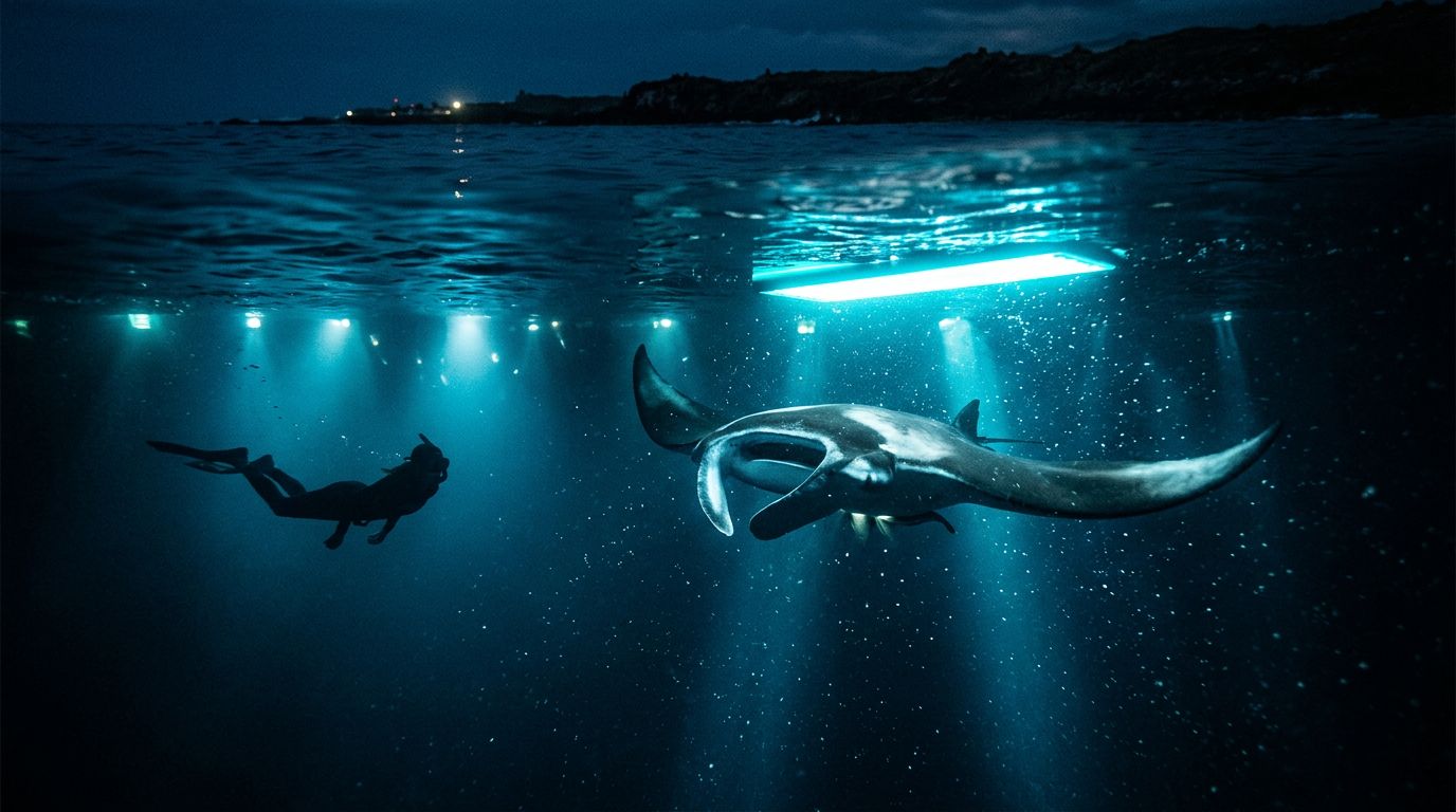 Shared Tour Etiquette for a Kona Manta Ray Night Snorkel