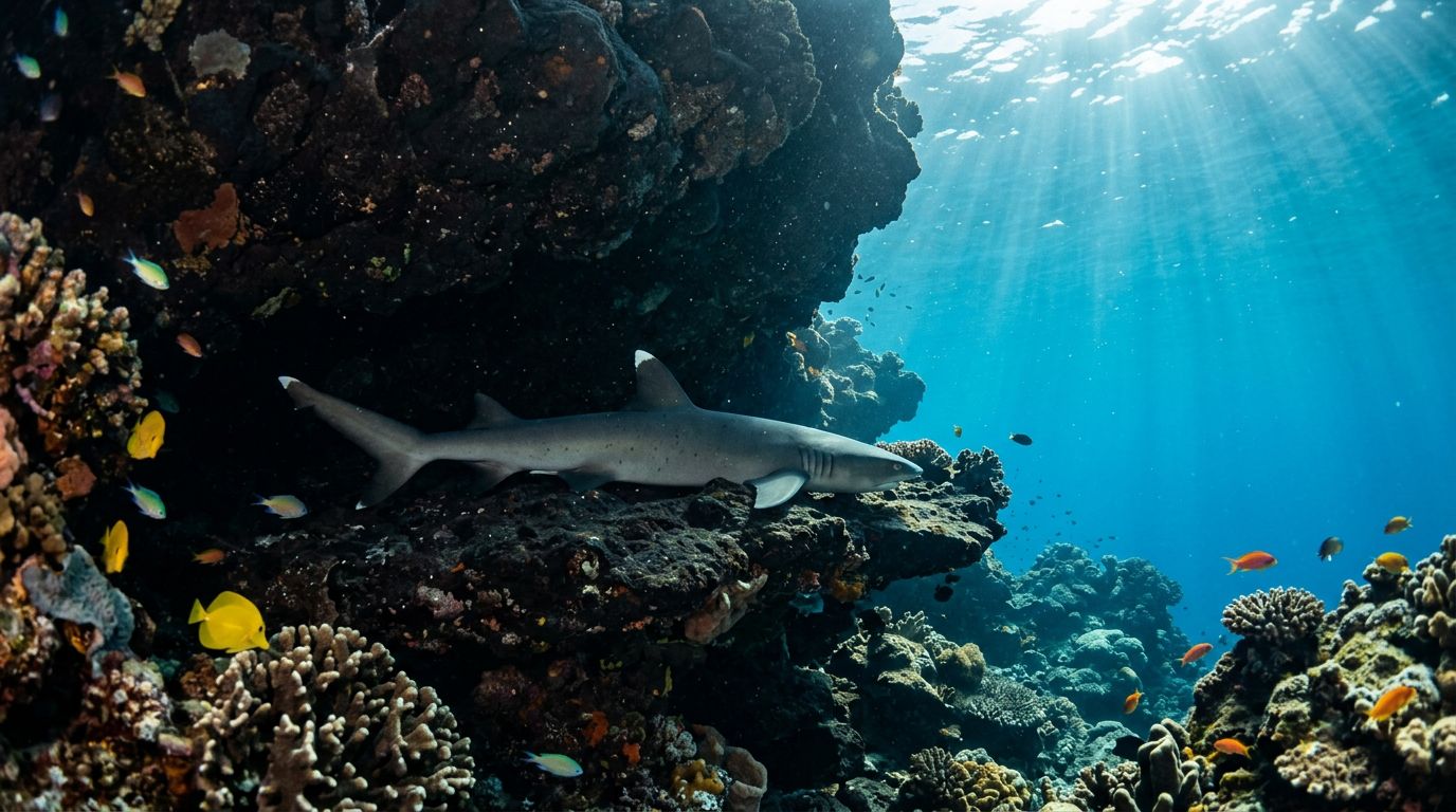White-Tip Reef Sharks at Kealakekua Bay
