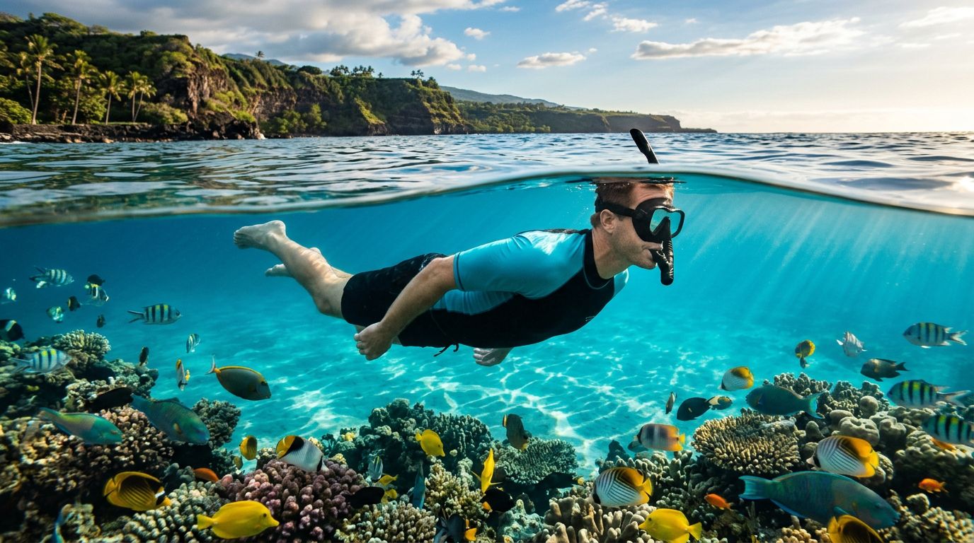 Captain Cook Snorkeling After a Long Hawaii Flight