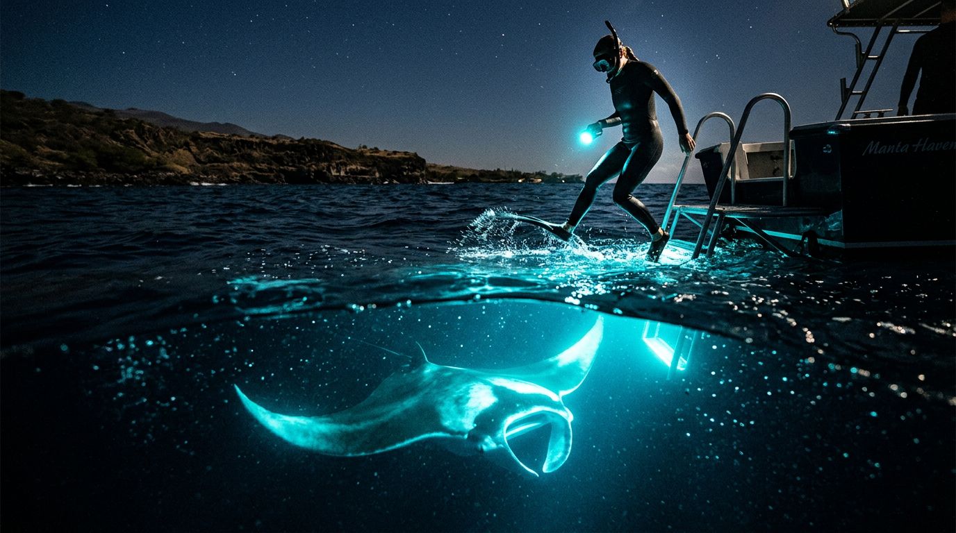 Manta Ray Night Snorkel: Enter the Water Quietly