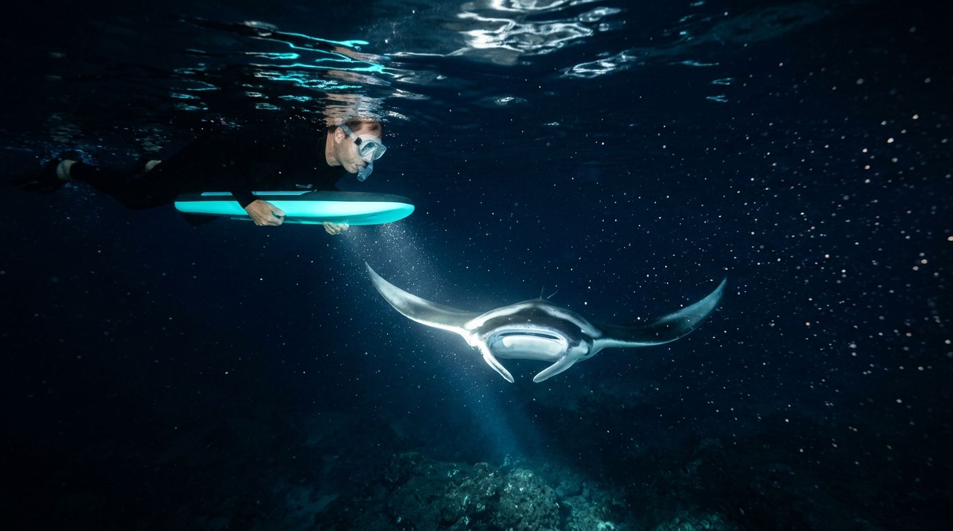Manta Ray Night Snorkel Kona With Limited Night Vision